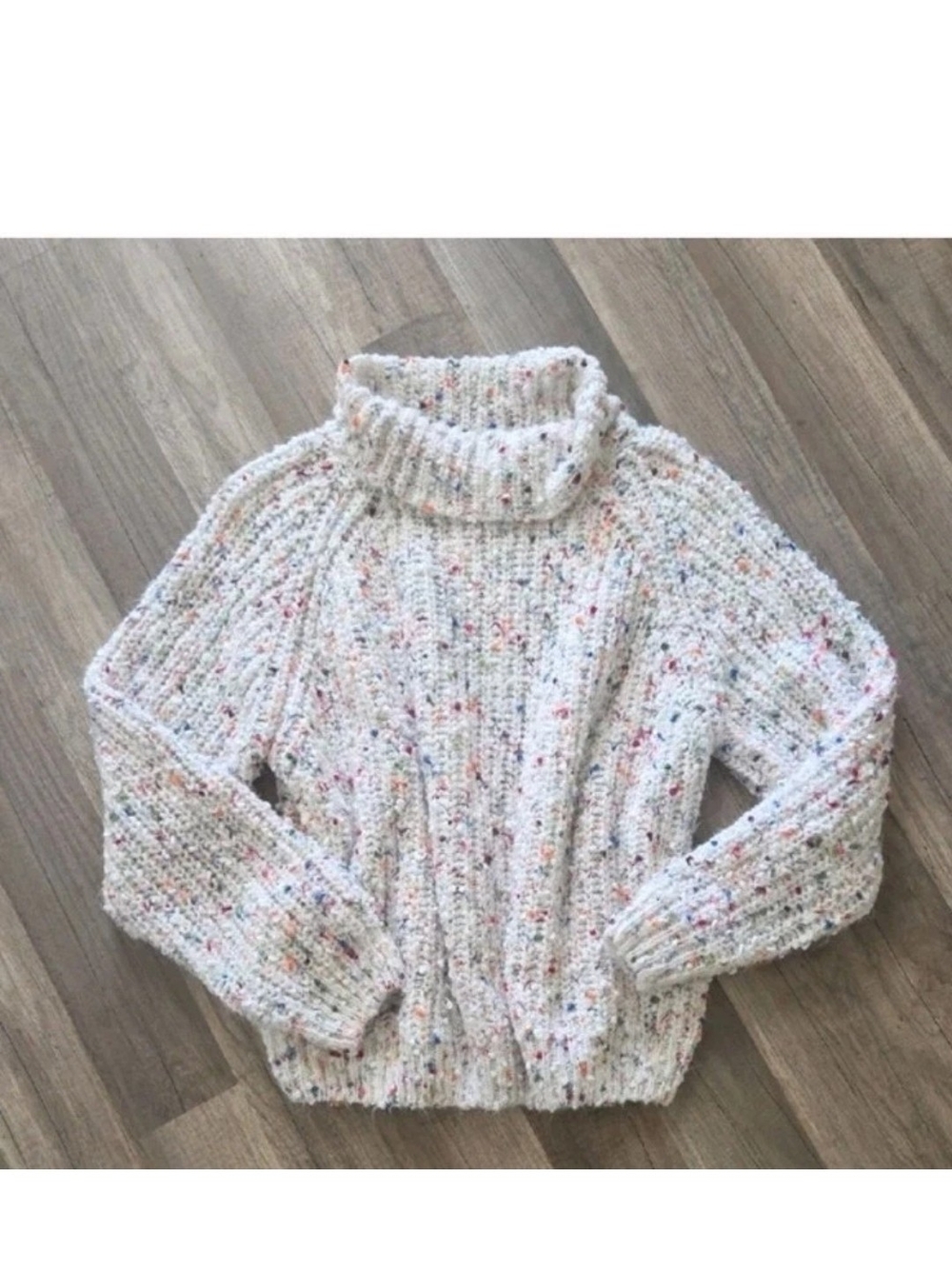 SHEIN Cream Speckled Turtleneck Pullover